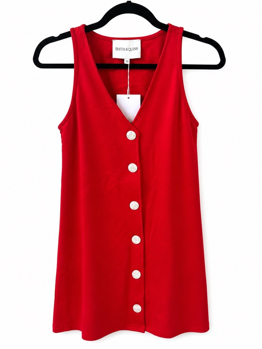 NWT Smith & Quinn Dorothy Dress Cherry Red Button Front Shift Mini Dress XS